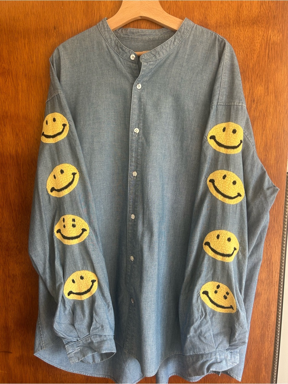 KAPITAL Smiley Chambray Work Shirt - Blue